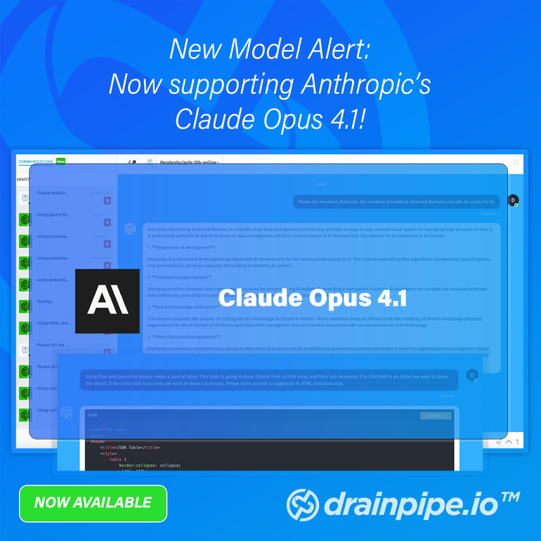 New Model Alert: Drainpipe Now Supports Claude Opus 4.1