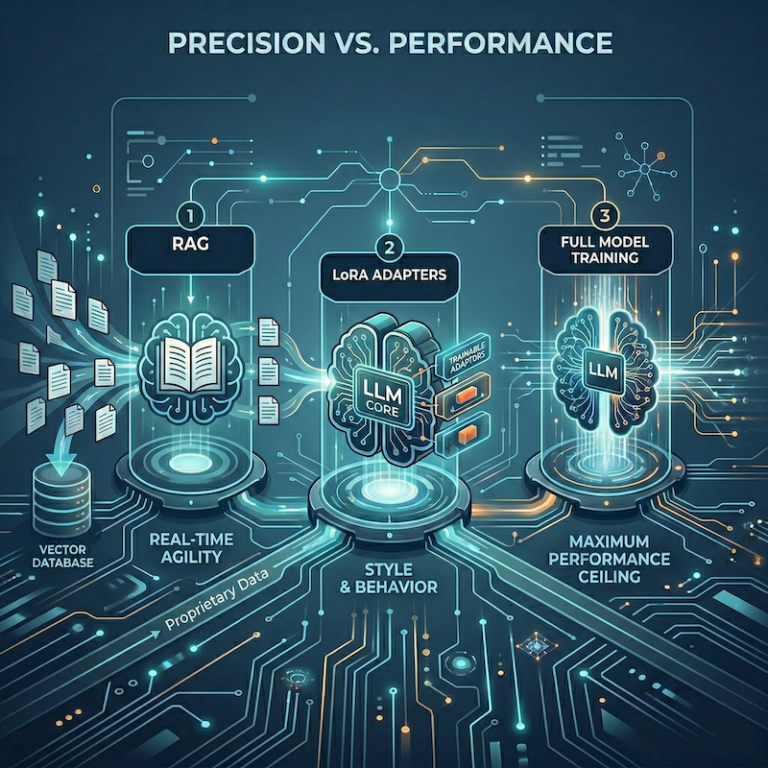 Precision vs. Performance: Choosing Between RAG, LoRA, and Full Model Training